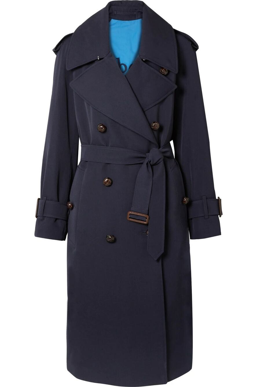 NWT Burberry The Regina Women Size 8 Wool Gabardine Long Trench Coat Navy $2,890